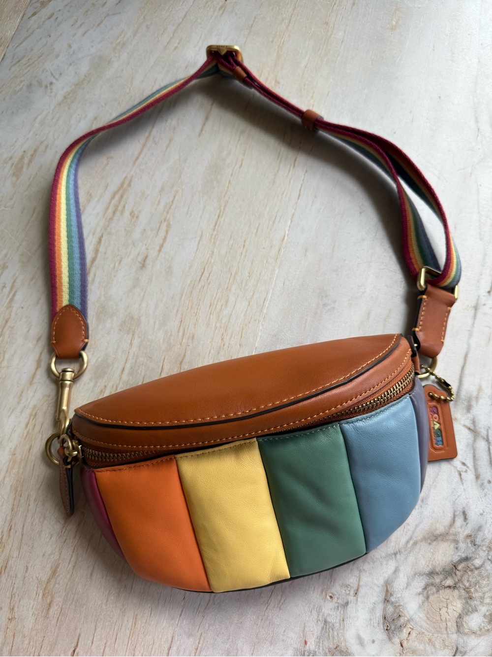 COACH Bethany Belt Bag Crossbody With Rainbow Pride Quilting C4714 Leather